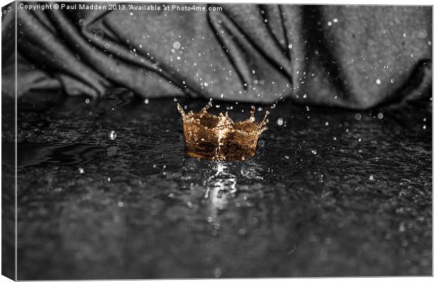 Golden crown water drop Canvas Print by Paul Madden