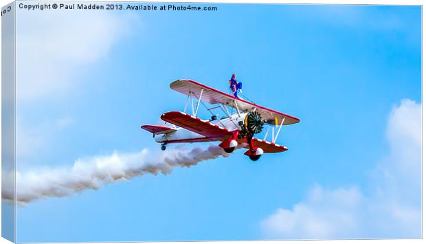 Wingwalker at Southport airshow Canvas Print by Paul Madden
