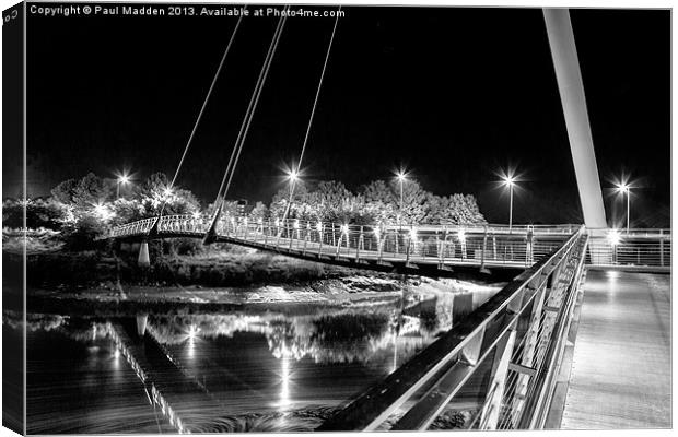 Millennium Bridge - Lancaster - Monochrome Canvas Print by Paul Madden