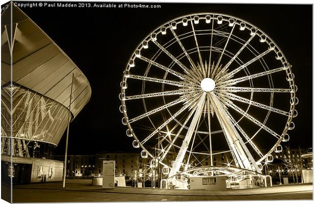 Big wheel and Echo Arena Liverpool Canvas Print by Paul Madden