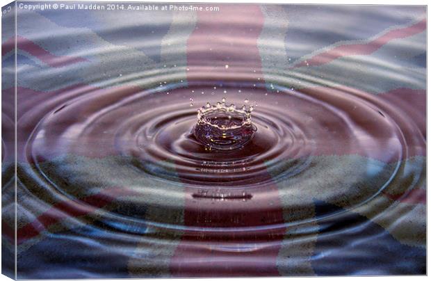 Water splash on Union Flag Canvas Print by Paul Madden