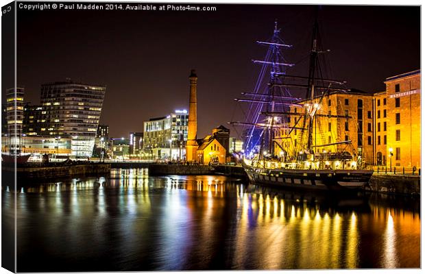 Canning Dock illuminated boat Canvas Print by Paul Madden