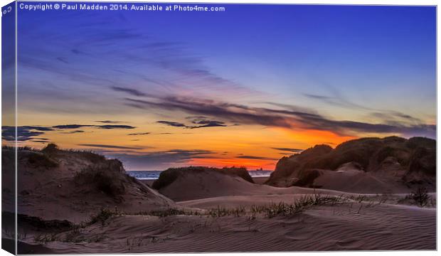 Sand Dunes Sunset Canvas Print by Paul Madden