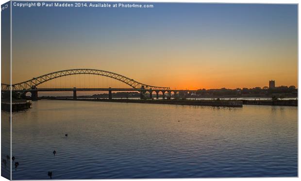 Runcorn Bridge sunset Canvas Print by Paul Madden