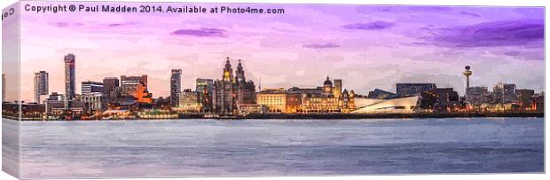  Panoramic Liverpool cityscape oil painting effect Canvas Print by Paul Madden