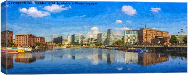  Salthouse Dock Panorama with oil paint effect Canvas Print by Paul Madden