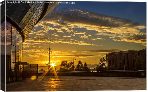 Sunset at the Liverpool Arena Canvas Print by Paul Madden