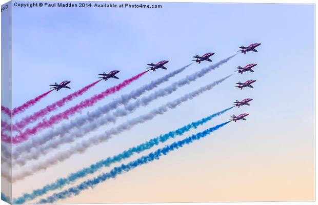 RAF Red Arrows Canvas Print by Paul Madden