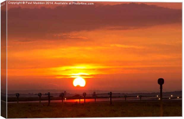 Sunset at Liverpool Airport Canvas Print by Paul Madden