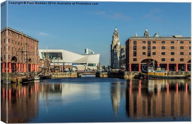 Albert Dock In The Morning Sun Canvas Print by Paul Madden
