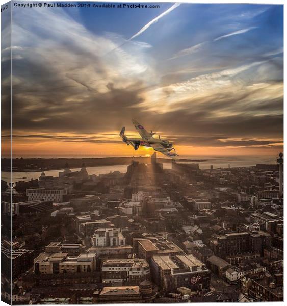 Lancaster Bomber from the Liverpool Cathedral Canvas Print by Paul Madden