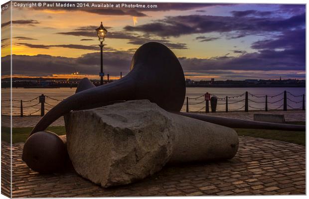 Sculpture at sunset Canvas Print by Paul Madden