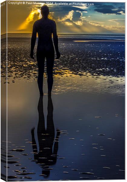 Winter sunset at Crosby Beach Canvas Print by Paul Madden