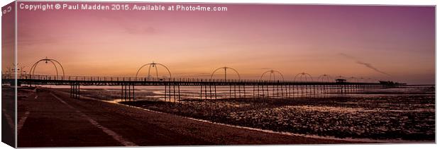 Southport Pier at dusk Canvas Print by Paul Madden