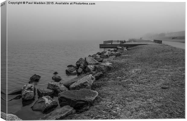 Crosby Marina Lake in the fog Canvas Print by Paul Madden