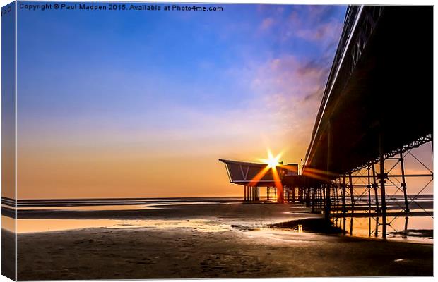 Southport Pier Sunset Canvas Print by Paul Madden