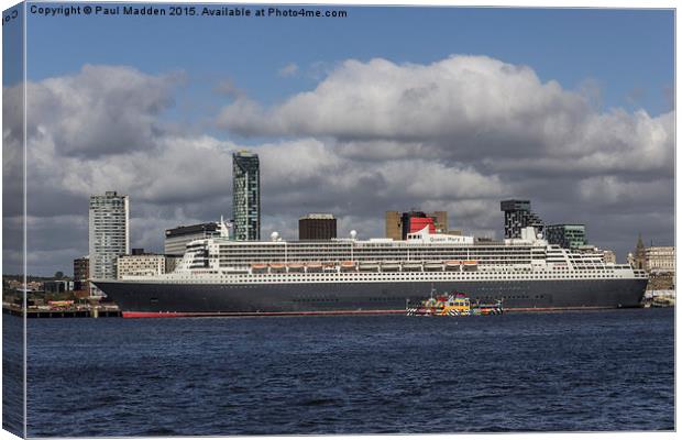 Queen Mary 2 and Dazzle Ferry Canvas Print by Paul Madden