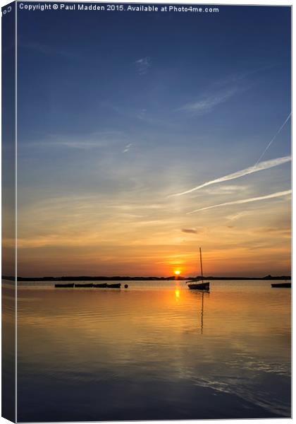 Sunset on the lake Canvas Print by Paul Madden