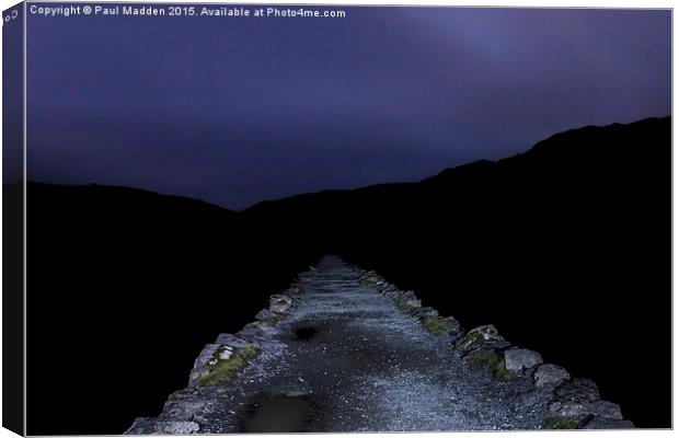 Snowdon Miners Path at midnight Canvas Print by Paul Madden