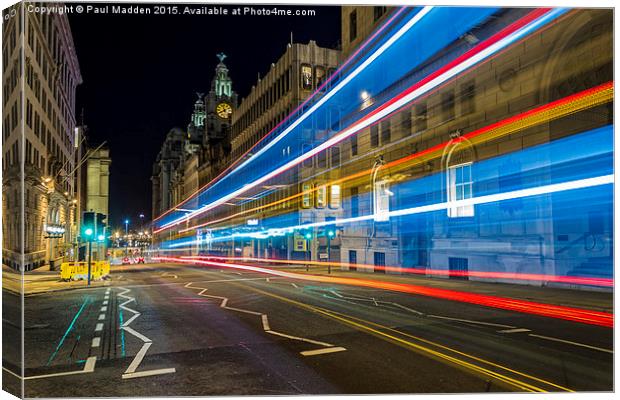 Water Street Bus Lights Canvas Print by Paul Madden