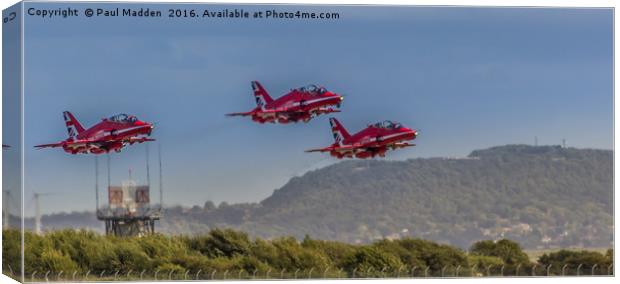Three Red Arrows of the air Canvas Print by Paul Madden