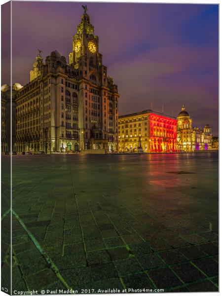The Three Graces Of Liverpool Canvas Print by Paul Madden