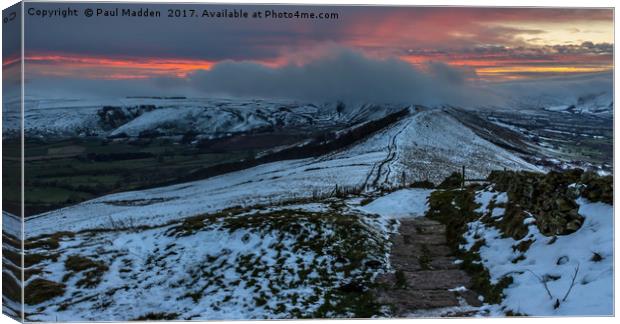 The Great Ridge from Losehill to Mam Tor Canvas Print by Paul Madden