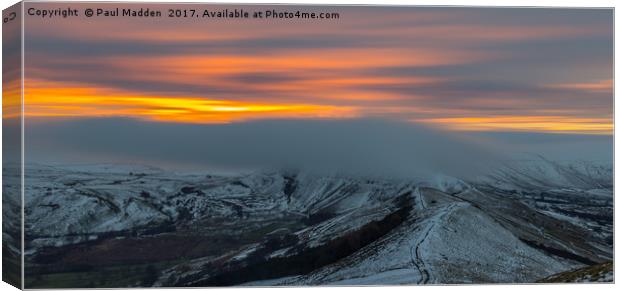 Sunset over Mam Tor Canvas Print by Paul Madden
