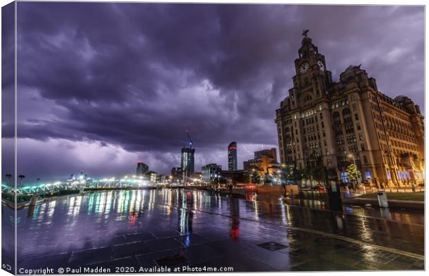 Storm at Liverpool Waterfront Canvas Print by Paul Madden