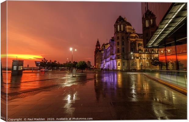 Stormy sunset from Liverpool Canvas Print by Paul Madden