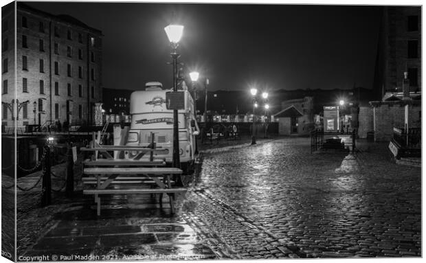 The Albert Dock At Night Canvas Print by Paul Madden