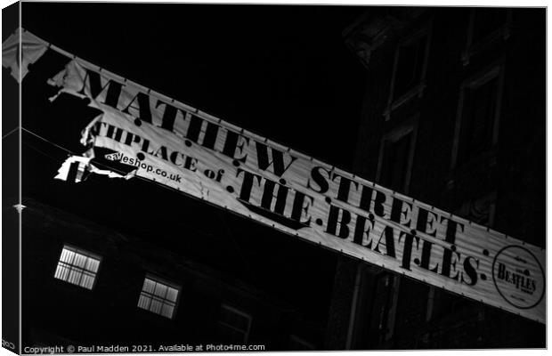 Mathew Street Banner Canvas Print by Paul Madden