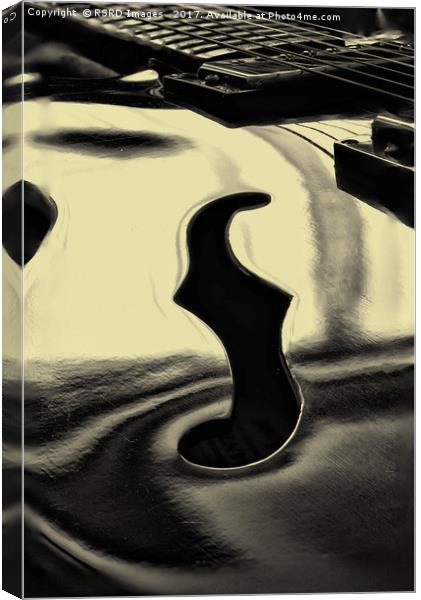 Guitar "f" hole, monochrome. Canvas Print by RSRD Images 