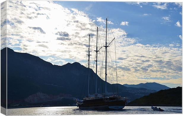 Turkish Gulet entering Kas Canvas Print by Malcolm Snook