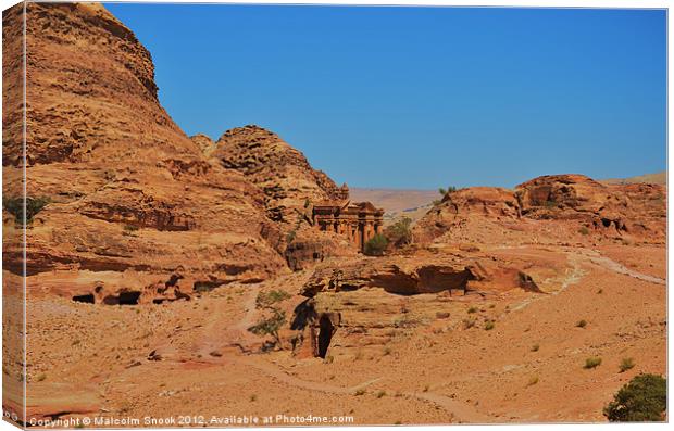 The Monastery at Petra Canvas Print by Malcolm Snook