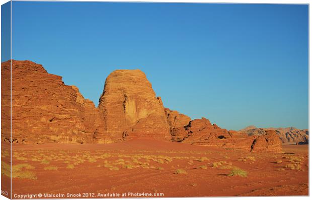 Wadi Rum Rock Formations Canvas Print by Malcolm Snook