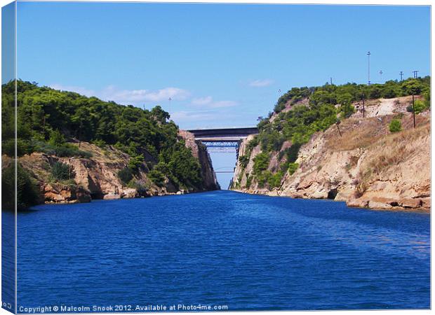 Corinth Canal Canvas Print by Malcolm Snook