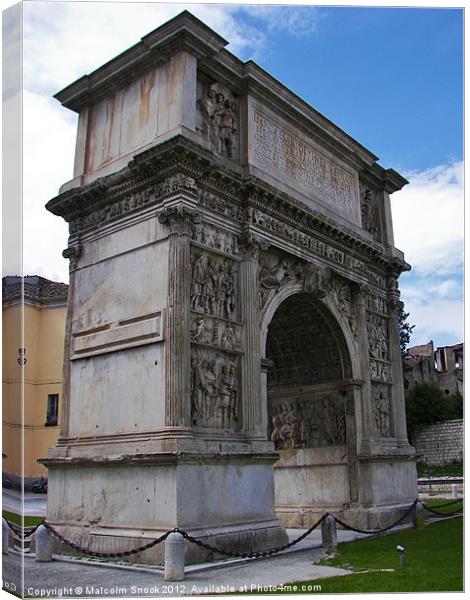 Arch of Trajan in Benevento Canvas Print by Malcolm Snook