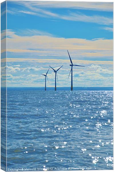 Estuary wind turbines Canvas Print by Malcolm Snook