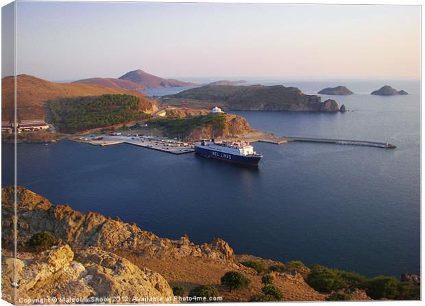 Lindos Ferry Canvas Print by Malcolm Snook