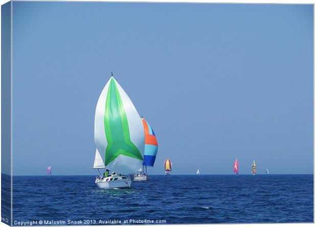 Colourful Yacht Spinnakers Canvas Print by Malcolm Snook