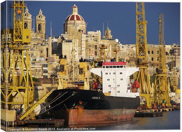 Port of Valletta Canvas Print by Malcolm Snook