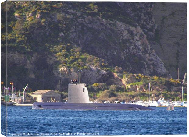 Submarine putting to sea Canvas Print by Malcolm Snook