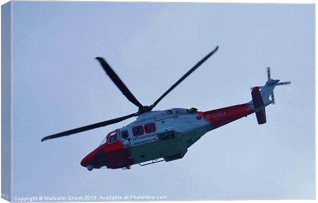 UK Coastguard Helicopter Canvas Print by Malcolm Snook