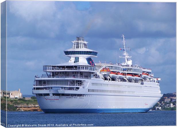 Cruise Liner Thomson Destiny Canvas Print by Malcolm Snook