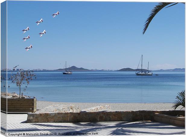 Fighter jets over Mar Menor Canvas Print by Malcolm Snook