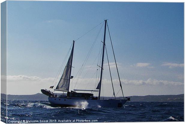 Ketch Motoring Into Strong Headwind Canvas Print by Malcolm Snook