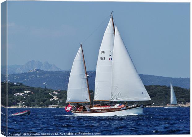 Swiss Flagged ketc in Corsica Canvas Print by Malcolm Snook