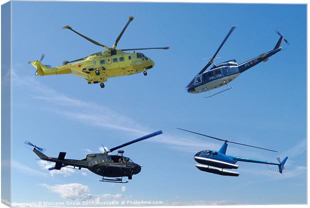 Four Helicopters Canvas Print by Malcolm Snook