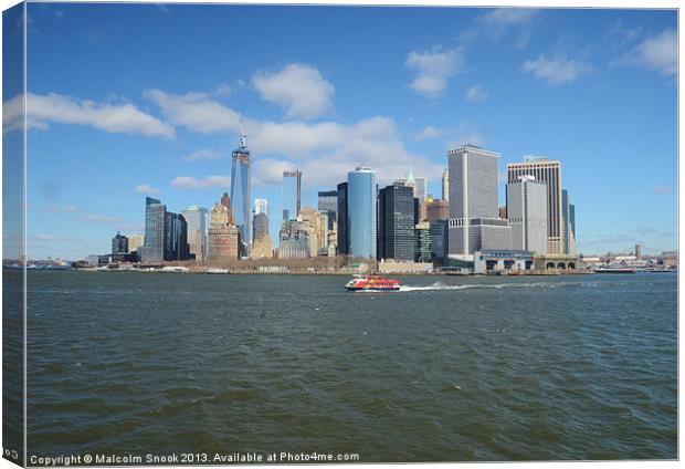 Manhattan In The Distance Canvas Print by Malcolm Snook